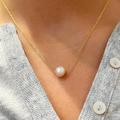 Korean Jewellery Golden Single Pearl Necklace | New Design | Trending Design | Never Fade | Beautiful Necklace Jewellery For Girls / Women. 