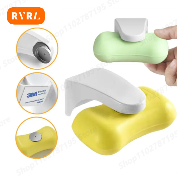 1pc Magnetic Soap Holder Magic Soap Dish Organizer Bathroom Accessories Wall Mounted Sponge Holder Bathroom Kitchen Storage Rack