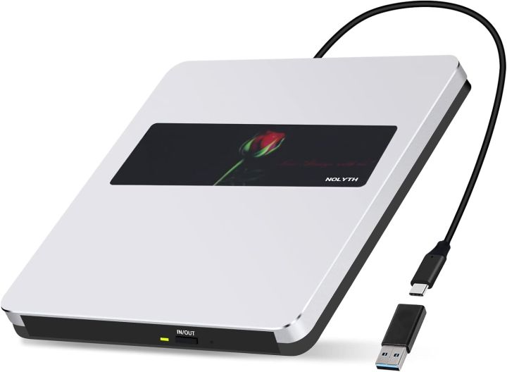 NOLYTH External CD Drive for Mac USB C SuperDrive for Apple, Portable DVD Drive Player for Laptop, Slim CD Burner Optical CD/DVD Drives Disk Reader for PC MacBook Computer Desktop A-AS-187 Drivee