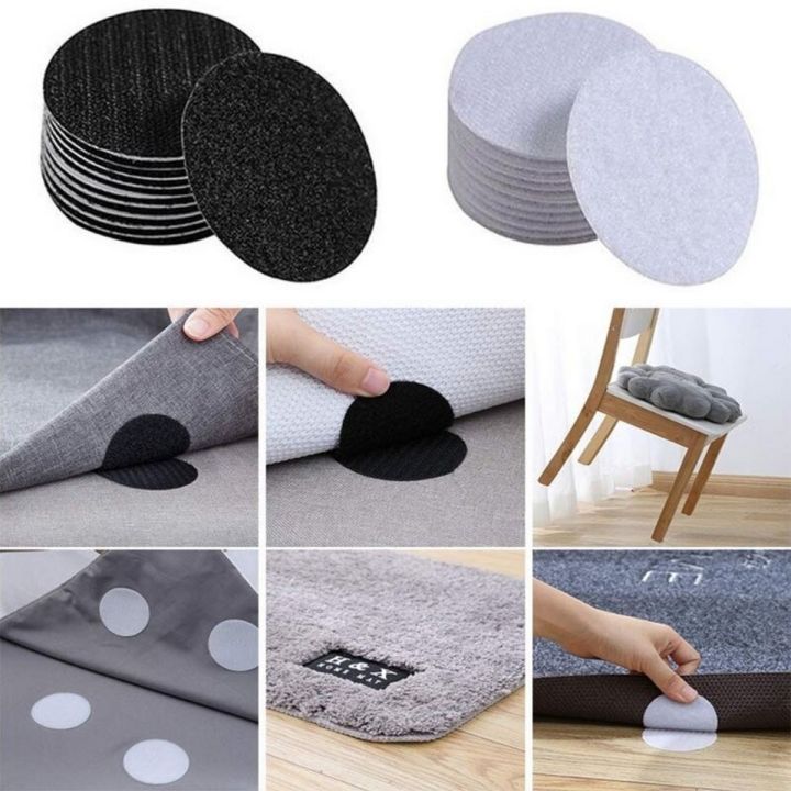 Pack Of 10 - Strong Glue Hook Loop Nylon Magic Tape Stickers Fastener Velcro Double Sided Bed Sheet Sofa Mat Carpet Multi-Purpose Anti Slip