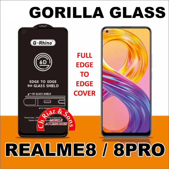 REALME_ 8 /8 PRO Curve  Gorilla HD+ Glass Full Edge to Edge cover Tempered Screen Protector Premium Quality / REAL ME_ 8 / 8 PRO G-RHINO ORIGINAL 6D TEMPTED GLASS PROTECTOR