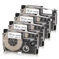 4 Pack 12mm Black on White Label Tape Label Maker Compatible with KL1500 KL2000 KL7000 KL7200 KL-100 KL120 KL60 KL-750B Label Makers. 