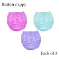3 Pcs Set - Baby Washable Adjustable Button Plastic Diaper Nappy. 