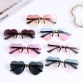 New Heart Rimless Sunglasses Ocean Lenses UV 400 Protection Cute Children/Adult Sunglasses Outdoor Travel Eyewear for Girls Boy. 