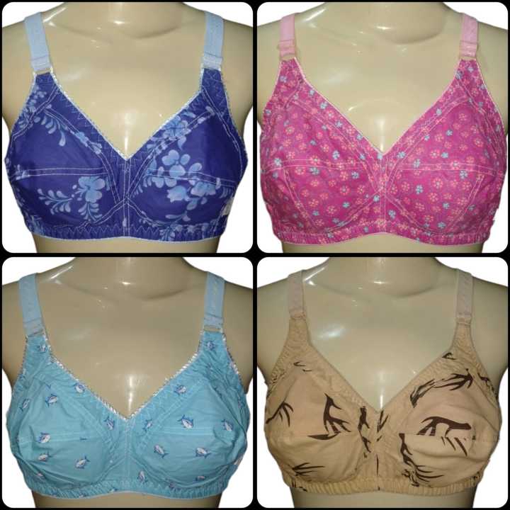Pack of 2 cotton bra, non-padded best quality brazier (assorted colors)