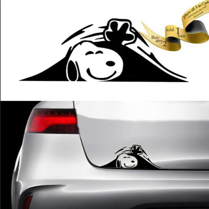 1pc snoopy dog for cars trunk diggi stickers for all cars, cars exterior acessories, bumper stickers and decals