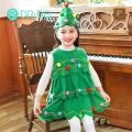Kids' Holiday Costumes Festive Christmas Tree Costume Set for Girls Easy to Clean Xmas Hat Dress for Performance Cosplay Perfect Holiday Gift Christmas Costumes for Kids. 
