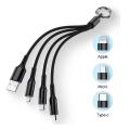3 in 1 USB Cable Micro Type C Multi Keychain Portable Data Sync Line Cord For iPhone Samsung Android Mobile Phone. 