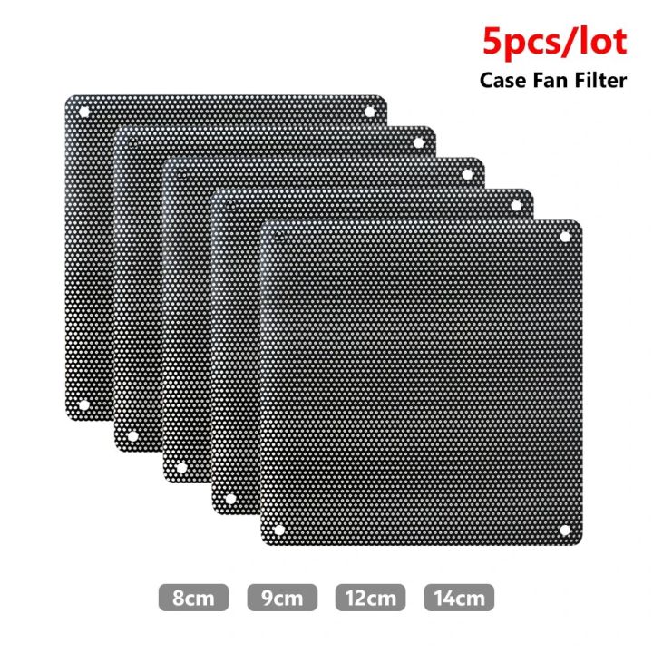5Pieces High Quality 80mm 90mm 120mm 140mm PC Fan Dust Filter Black