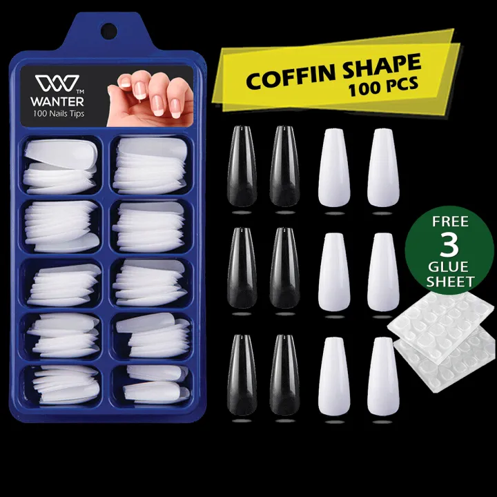 WANTER%20100Pcs%20Fake%20Nails%20For%20Girls,%20With%203%20Nails%20Glue%20Sheet,%20Square%20Almond%20Oval%20Coffin%20Shape%20Natural%20&%20Transparent%20Color%20Artificial%20Nails%20Kit%20Fake%20Nails%20Acrylic%20Nails%20For%20Girls%20Beautiful%20Nails%20False%20Nails%20With%20Nails%20Glue%20Stickers%20-%20Image%205