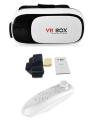 Virtual Reality Glasses With Bluetooth Remote - Black & White. 