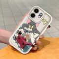 For Infinix Smart 9 Hot 50i Back Cover Cartoon Tom Jerry Pattern Mobile Cover Soft Square Ladder Silicone Phone Case. 