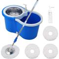 Spin Mop with Plastic Basket, Big Wheels and 2 Microfibre Refills, Floor Cleaning Mop with Bucket,for Floor Cleaning, Mopping. 