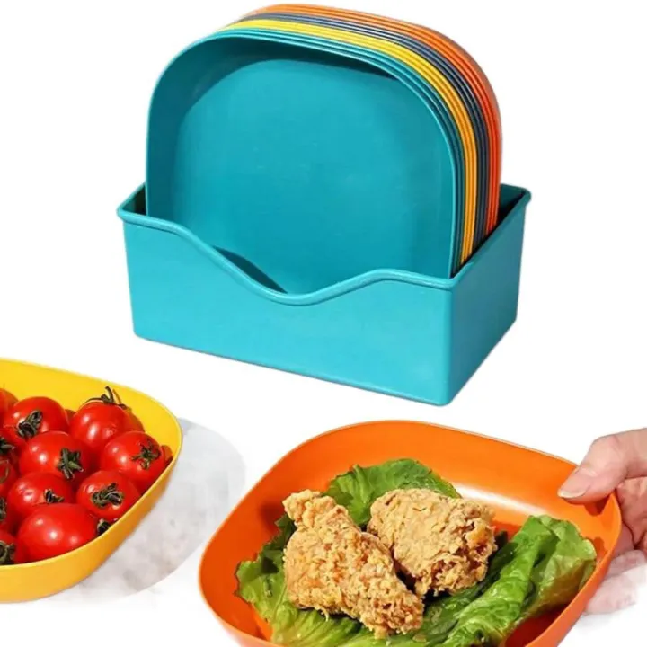10Pcs%20Plates%20Multifunction%20Spit%20Bone%20Plate%20Set%20Household%20Food%20Grade%20Plastic%20Spit%20Bone%20Dish%20%20Round%20and%20Square%20Dining%20Table%20Plates%20Garbage%20Plate%20-%20Image%205