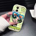 AMORVOR for Realme C11 2021 C20 C20A Back Cover With Holder Powerpuff Girls Texture Phone Case Wavy Edge Soft Silicone Cover. 