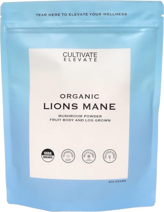 Truly Eco Friendly USDA Organic Lions Mane Mushroom Powder - 100 Servings - Log Grown 100% Fruit Body, Vegan, Memory, Focus, Cognition, Mental Clarity, Nerve Health, 200g