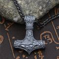 Dropshipping Thor Hammer Mjolnir Vikings Necklaces Men Amulet Scandinavian Male Pendant With Steel Chain Norse Jewelry. 