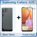 Samsung Galaxy A32 Tempered Glass Screen Protector Polish Glass + Back Matte Protector Soft Skin Sheet Soft Film Protection For Samung Galaxy A32. 