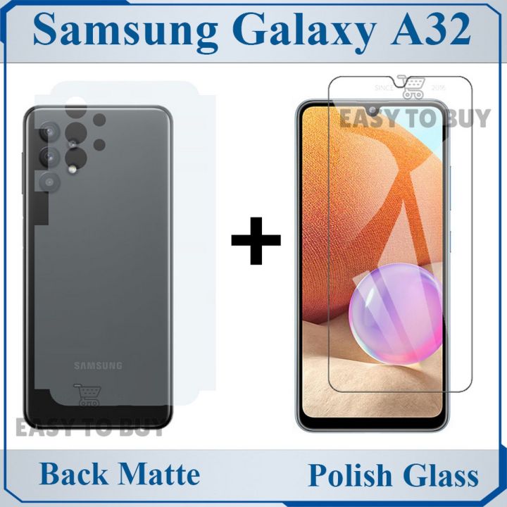 Samsung Galaxy A32 Tempered Glass Screen Protector Polish Glass + Back Matte Protector Soft Skin Sheet Soft Film Protection For Samung Galaxy A32
