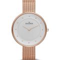 Skagen Gitte Silver Dial Rose Gold Mesh Bracelet Watch For Women SKW2142. 