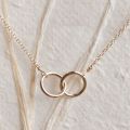 Silver/Golden Simple Double Ring Pendant Necklace/Chocker for Girls/Women. 