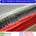 20Pcs 1N5408 IN5408 Power Rectifier Diode – High Current 3A 1000V for Power Supply, Battery Charger, Solar Inverter, and DIY Electronics Projects by Electrica. 