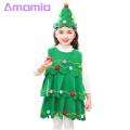 Children Christmas Tree Performance Costumes Festive Christmas Tree Costume Set for Girls Easy to Clean Xmas Hat Dress for Performance Cosplay Perfect Holiday Gift Christmas Costumes for Kids. 