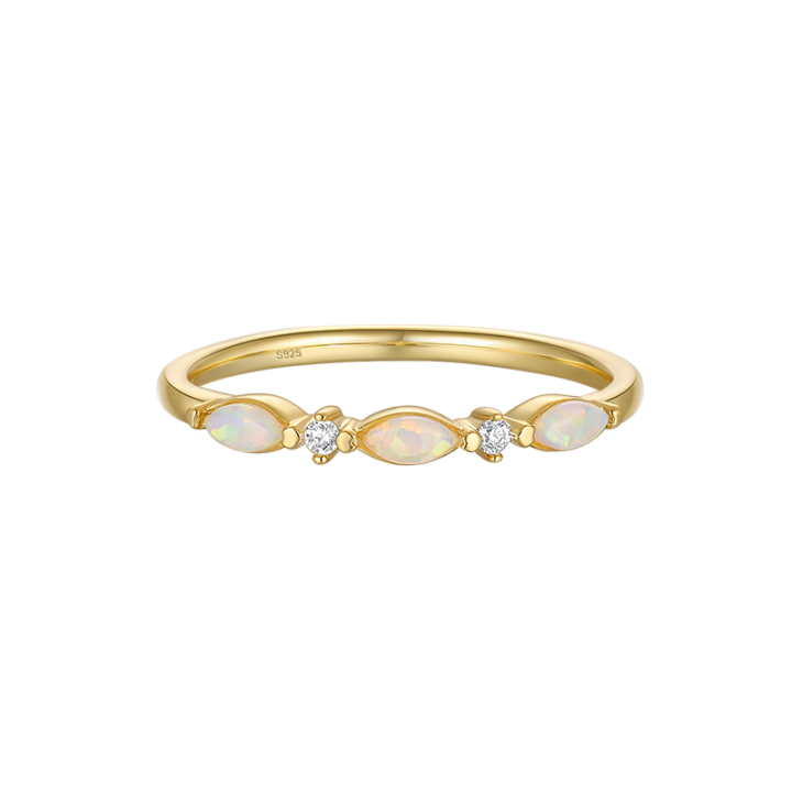 ROXI Fashion Fine Jewelry Rings Luxury Personalized Vintage Gold Plated S925 Sterling Silver SizeNew 925 Jade Opal Gold Ring