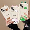 For Infinix Smart 6 5 7 6Plus Hot 30 10 8 12 20 11 9 Play Hot 30i 9 8 10Lite Note 12 G96 Cute Animal 3D Doll Ear Sweet Cat Little Bear Frog Case Cartoon Couples Wavy Curved Edge Soft Cover. 