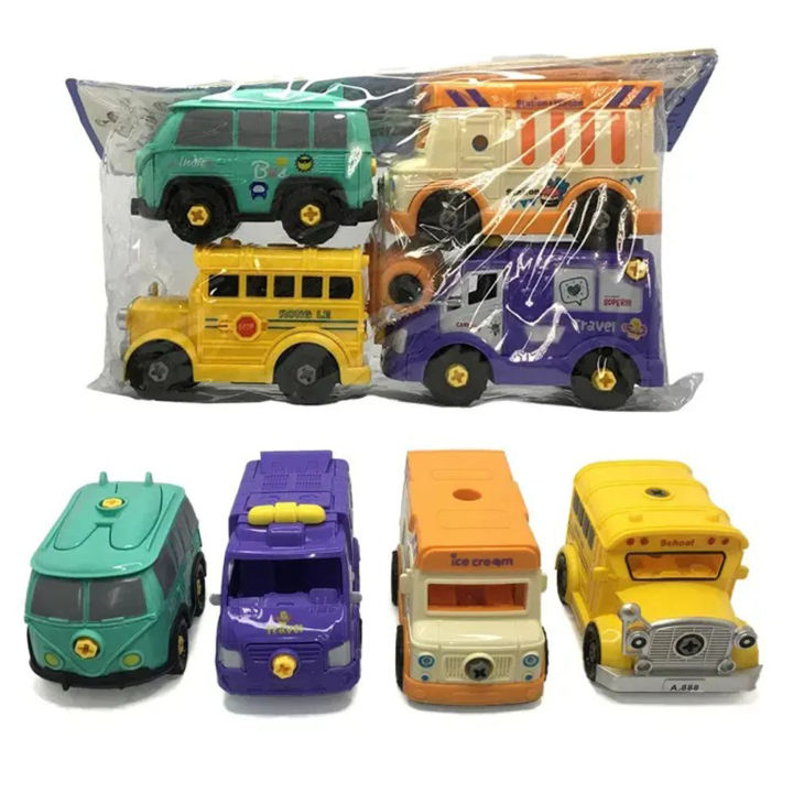 Hot Selling 4-Pcs Cartoon School Bus Toy Set – Pull-Back Action ...