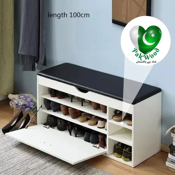 Shoe Racks Pakistan PAKWOOD Premium Quality Entrance Shoes organizer Shoes Rack with Seat ...