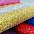 Glitter Bling Fabric Supplies Rhinestone Clip For Earring Artificial Bow Fabrics Faux Sheet Shiny. 