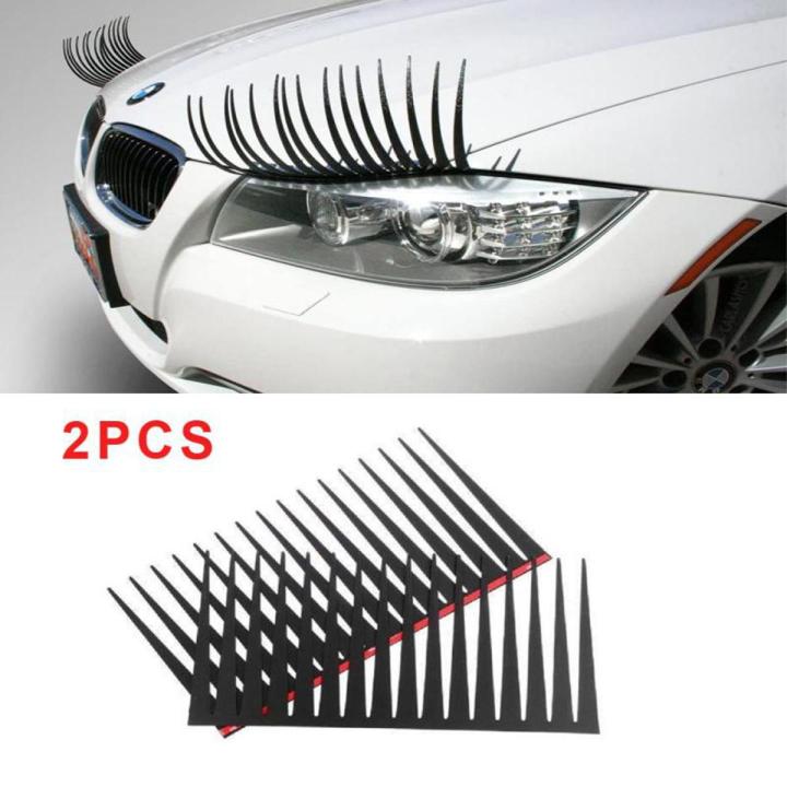 1 【HOT】 New Fashion Car Headlight Sticker 3D Charming Black False Eyelashes Sticker Car Headlight Decoration Funny Decal Car Styling