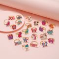 Pack Of 10 Mix Korean Cartoon Children Ring Fashion  Multicolor Lovely Cartoon Fruit Animal Rings for Children Adjustable Finger jewelry gift. 