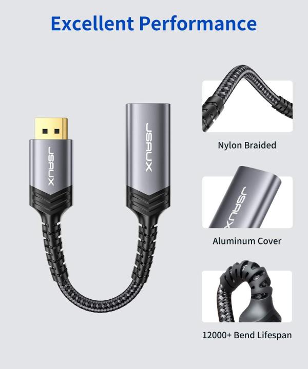JSAUX%20(Male%20to%20Female)%20DP%20Display%20Port%20to%20HDMI%20Converter%201080P@60Hz%20Nylon%20Braided%20Aluminum%20Shell%20-%20Image%206