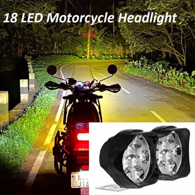 Head Light 18 LED Motorcycle Headlight Fog Light Motorcycle Light Double Eye Light Motorcycle Blinking Light Bike Light