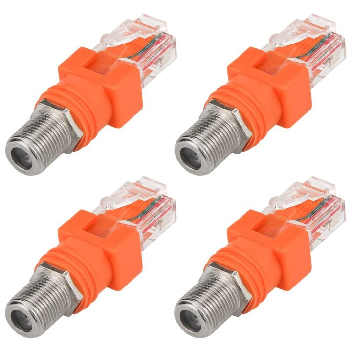 4 Pack Coax RF F Female to RJ45 Male Converter for Line Tester