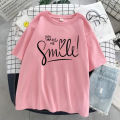 YOU MAKE ME SMILE Cotton Round Neck T-Shirt for Women – Trendy Half Sleeve Tee. 