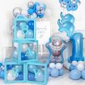 Unik 4pcs Baby Boxes White Pink and Blue Cardboard DIY Transparent Balloon Box Party Supply Decoration baby shower decoration full set its a boy decoration items baby boy balloon  its a girl decoration baby shower. 