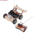 Kid Wooden DIY Assembly Electric Toy Wireless Remote Control Car Assembly Educational Science Experiment Kit. 