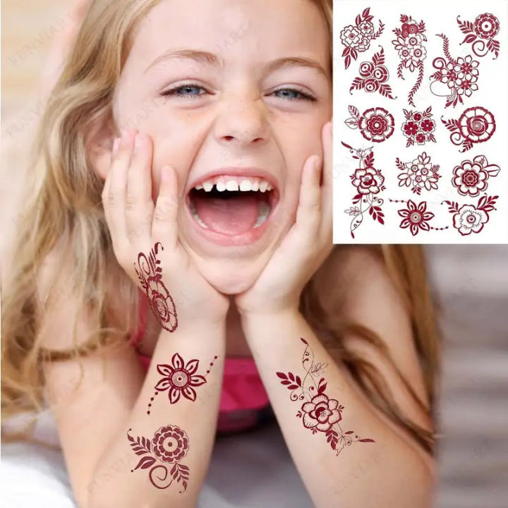 Fashion Stickers Temporary Water Proof Henna Tattoos/ Mehndi Stickers For Kids