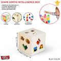 Wooden Hole Shape Intelligence Box Big Shape Sorter Toys with 15 Colorful Wood Puzzle Geometric Shape Blocks and Sorter Sorting Cube Box Classic Wooden Developmental Toy for Preschool Toddlers Girl Boys Birthday Gift. 