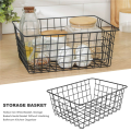 Hollow Iron Wired Basket, Storage Baskets Metal Basket Without Interlining Bathroom Kitchen Organizer Black. 