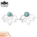 Carat Lotus Flower Earrings Vintage Lotus Flower Stud Earrings with Faux Turquoise Anti-rust Ear Jewelry for Southeast Asian Women Lotus Petal Cutout Earrings. 
