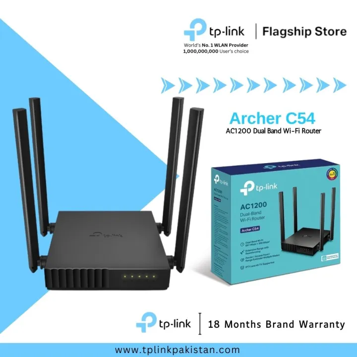 TP-Link Wi-Fi Router Archer C54 AC1200 Dual Band Wi-Fi Router - 18 Months Brand Warranty