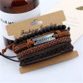 4Pcs Set Multilayer Leather Bracelet Men Bracelets & Bangles Male Arm Jewelry. 