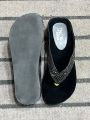 Black Bed Sole Shoes for Women - Black Velvet Chappal for Ladies. 