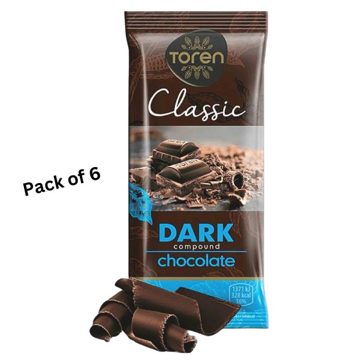 Cartaura Toren Dark Chocolate Pack of 6 (45g each) | Premium Compound Chocolate