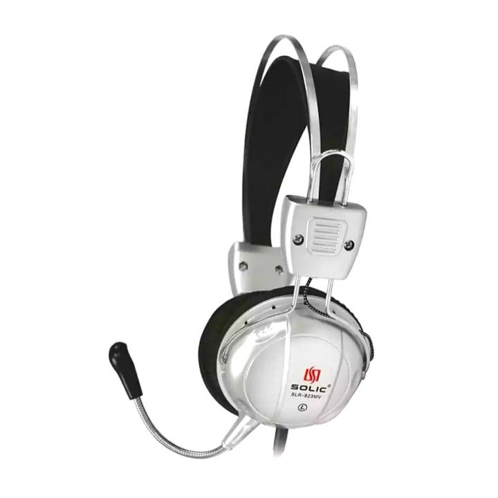 Headphone Headset Gaming Original / Solic SLR / Super Bass / Beats / Stereo / Studio / Dual 3.5mm Plug Interface / Microphone / HD Music / High Quality / Smart / Fancy / Stylish / Mobile / Laptop / Desktop / PC