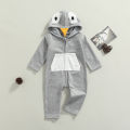 Baby Romper, Boys Cartoon Long Sleeve Hooded Jumpsuit Playsuit with Zipper for Spring Fall, Gray, 3-18 Months. 